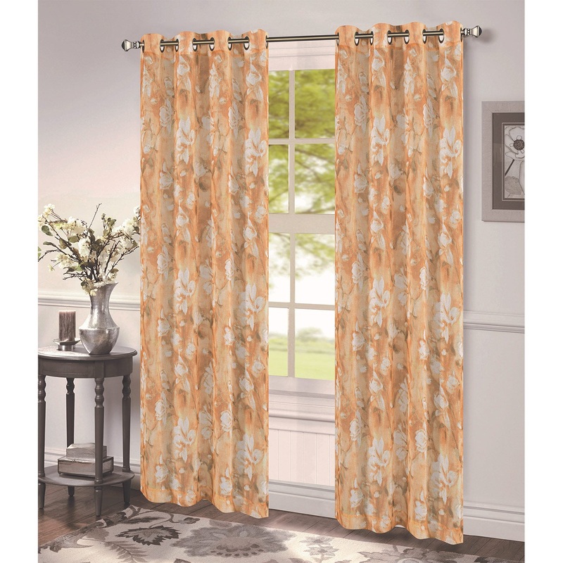 Maisie Floral Printed Sheer Grommet Window Panel, 54x84 Inches