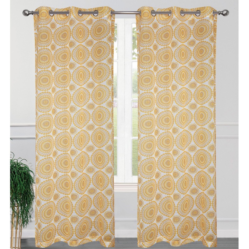 Maya 2 Pack Printed Sheer Grommet Window Panel, 2-38x84 Inches