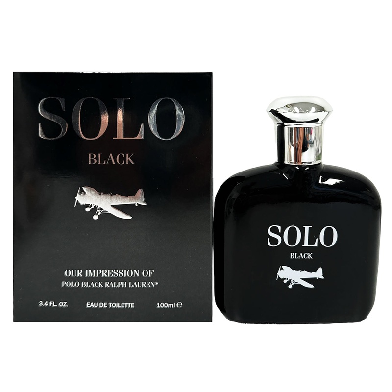 SOLO Black for Men, Impression of Polo Black Cologne, Eau De Toilette, 3.4 Ounces
