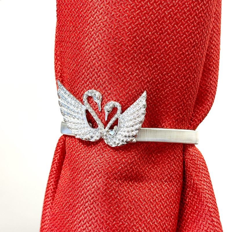 Swan Decorative One Piece Window Curtain Tieback, Silver