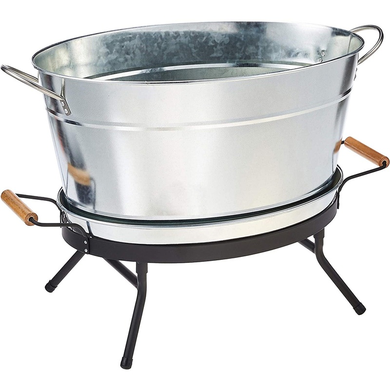 Tablecraft Beverage Tub Set, 6 Gallon, Galvanized-Black