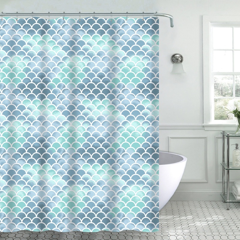 Arya 13-Piece Scales Canvas Shower Curtain, 70x72 Inches