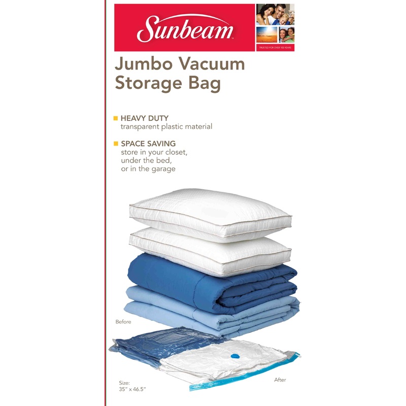Sunbeam Jumbo Space-Saving Air-Tight Plastic Vacuum Storage Bag, Clear