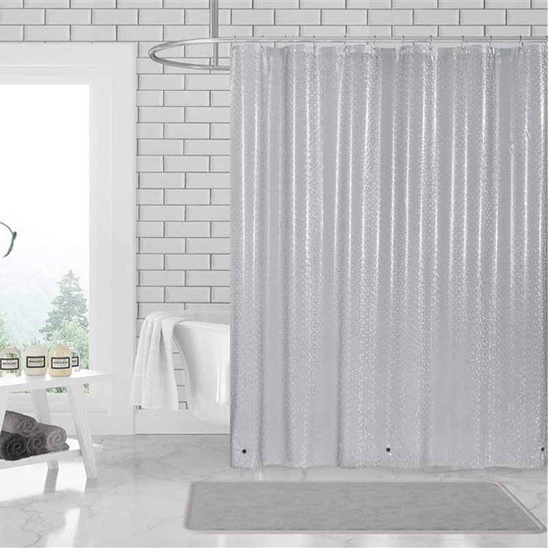 3D PEVA Lines Grommet Shower Liner With Magnetic Weighted Bottom, 70x72 Inches