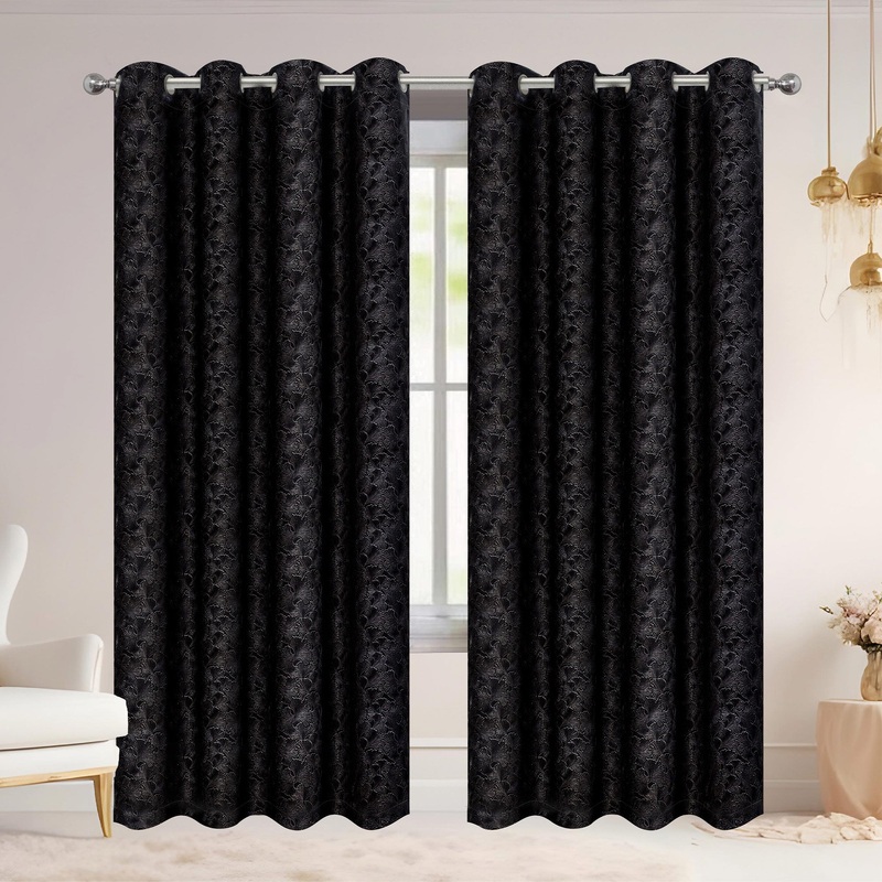 Adelia Ginkgo Biloba Leaf Room Darkening Grommet Window Curtain Panel, 54x84 Inches