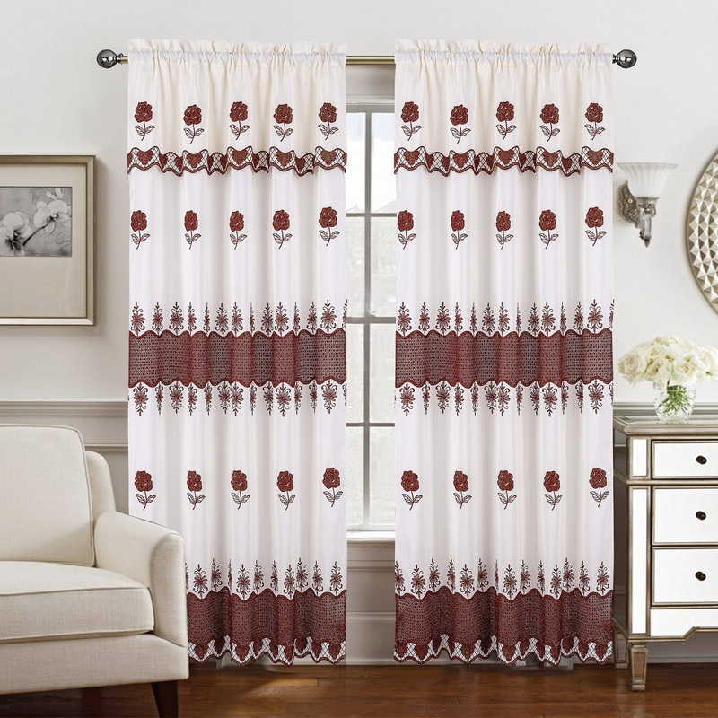 Alyssa Embroidered Floral Rod Pocket Window Panel, 54x84 Inches