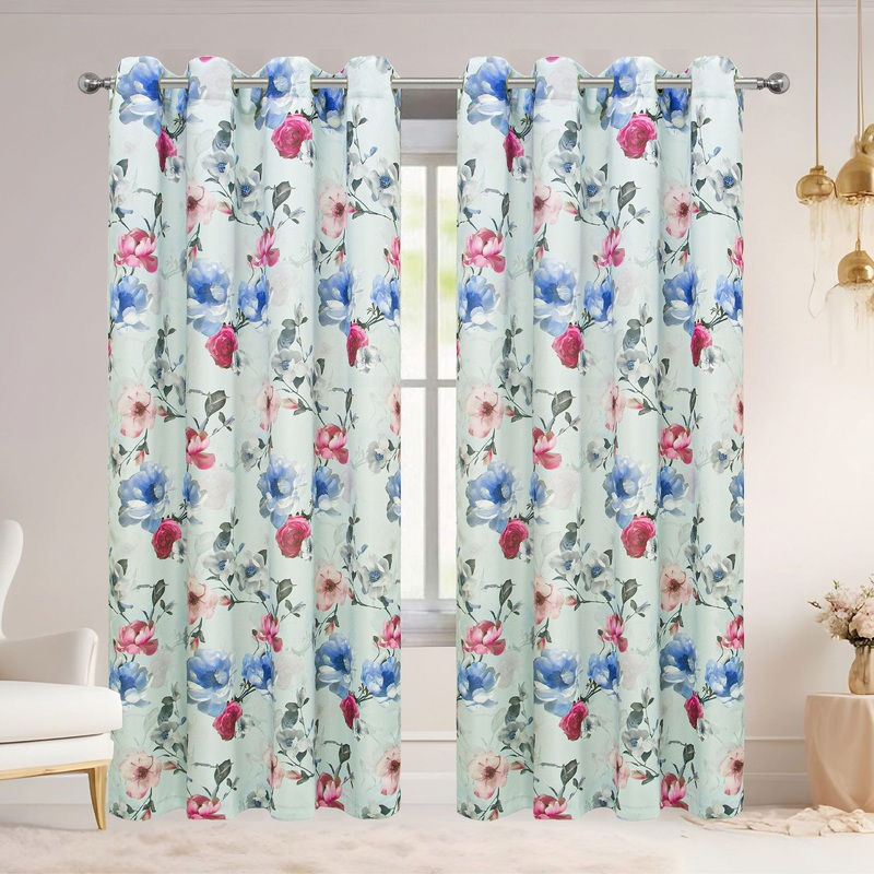 Elanor Floral Room Darkening Grommet Window Curtain Panel, 54x84 Inches