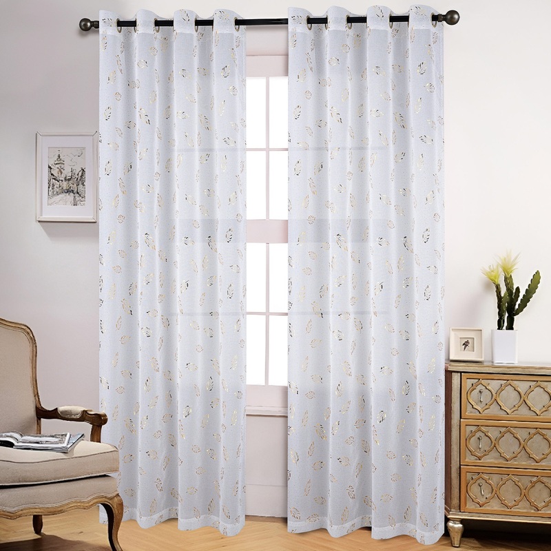 Garland Leaf Embossed Sheer Grommet Window Panel, 54x84 Inches