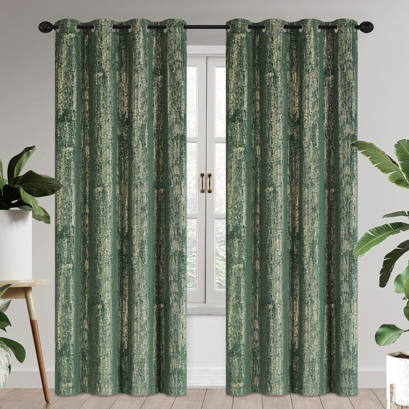 Karlina Metallic Foil Velvet Grommet Window Panel, 54x84 Inches