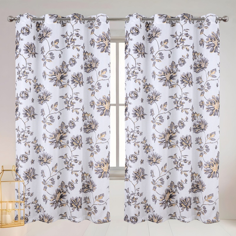 Marie Jacquard Floral Grommet Window Curtain Panel, 54x84 Inches