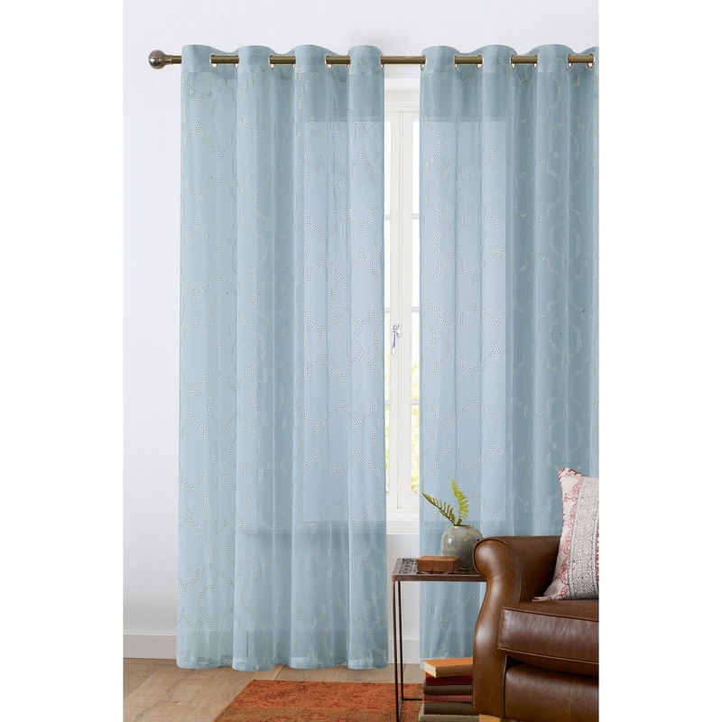 Randall Metallic Moroccan Pattern Sheer Grommet Window Panel, 54x84 Inches