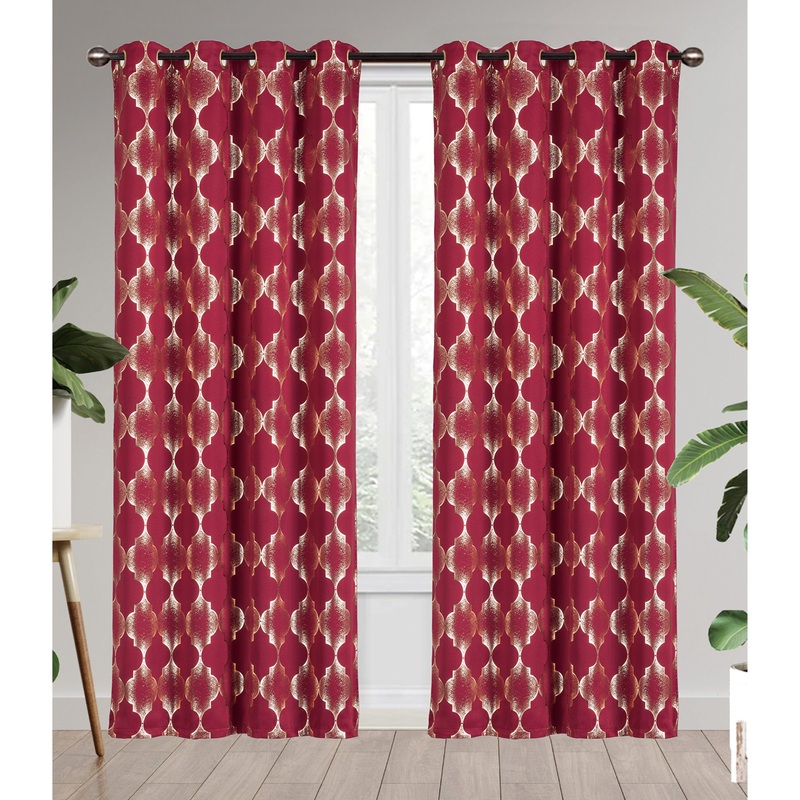 Thea Metallic Moroccan Room Darkening Grommet Window Panel, 54x84 Inches