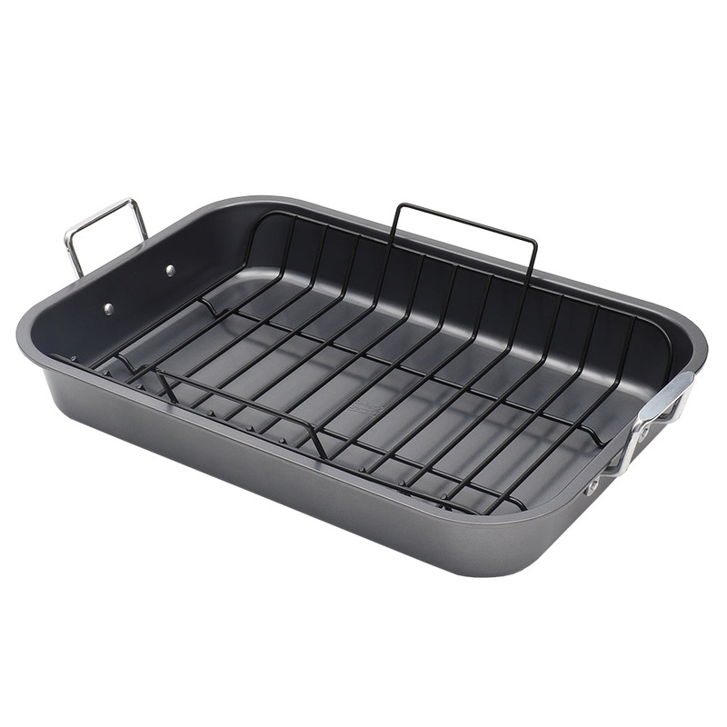Bakers Secret Enhanced 20-inch x 14-inch Non-Stick Steel Roaster Pan with Rack