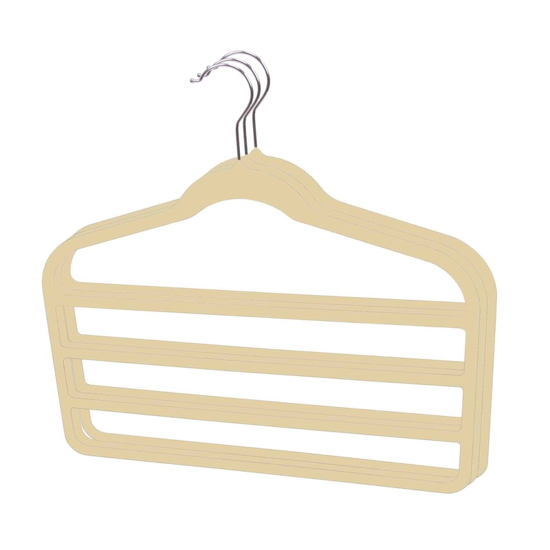Sunbeam Velvet Trouser Hanger, (Pack of 3), Ivory