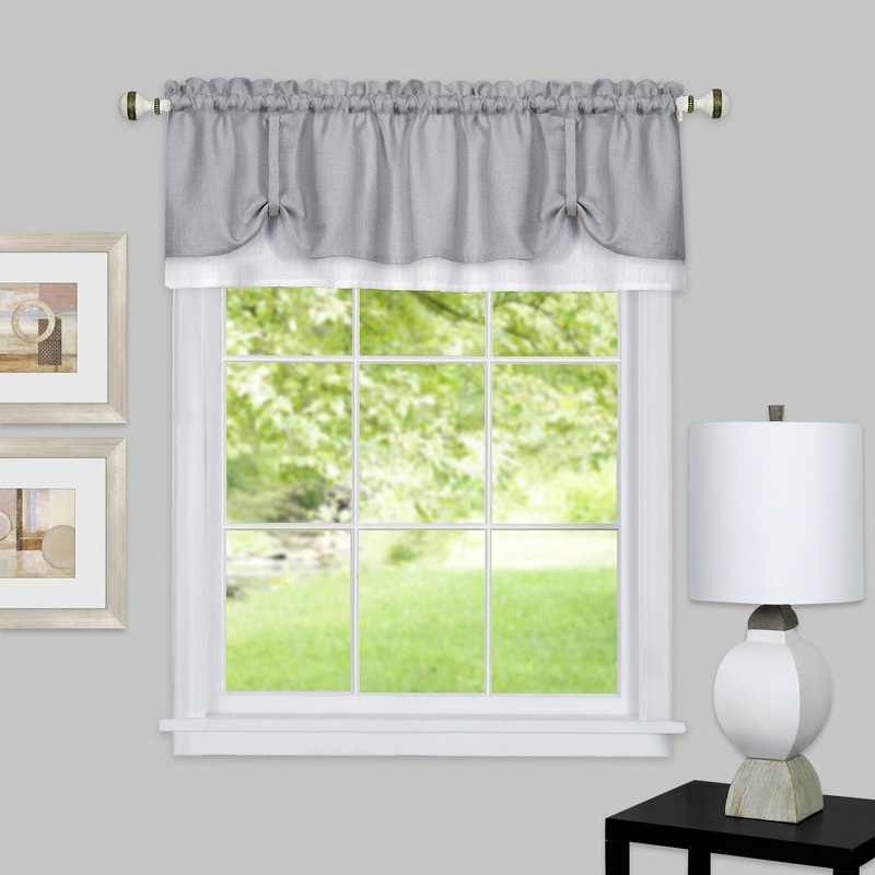 Darcy Window Curtain Valance 58x14 - Grey/White