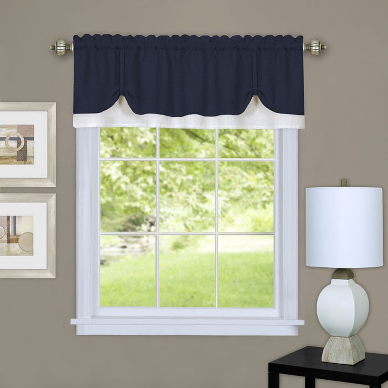Darcy Window Curtain Valance 58x14 - Navy/White