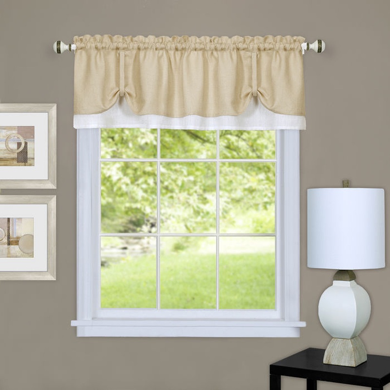 Darcy Window Curtain Valance 58x14 - Tan/White