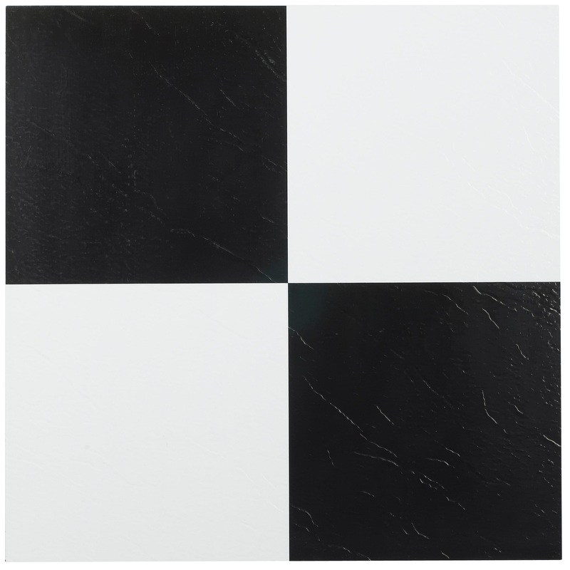 Sterling Black & White 12x12 Self Adhesive Vinyl Floor Tile - 45 Tiles/45 sq. Ft
