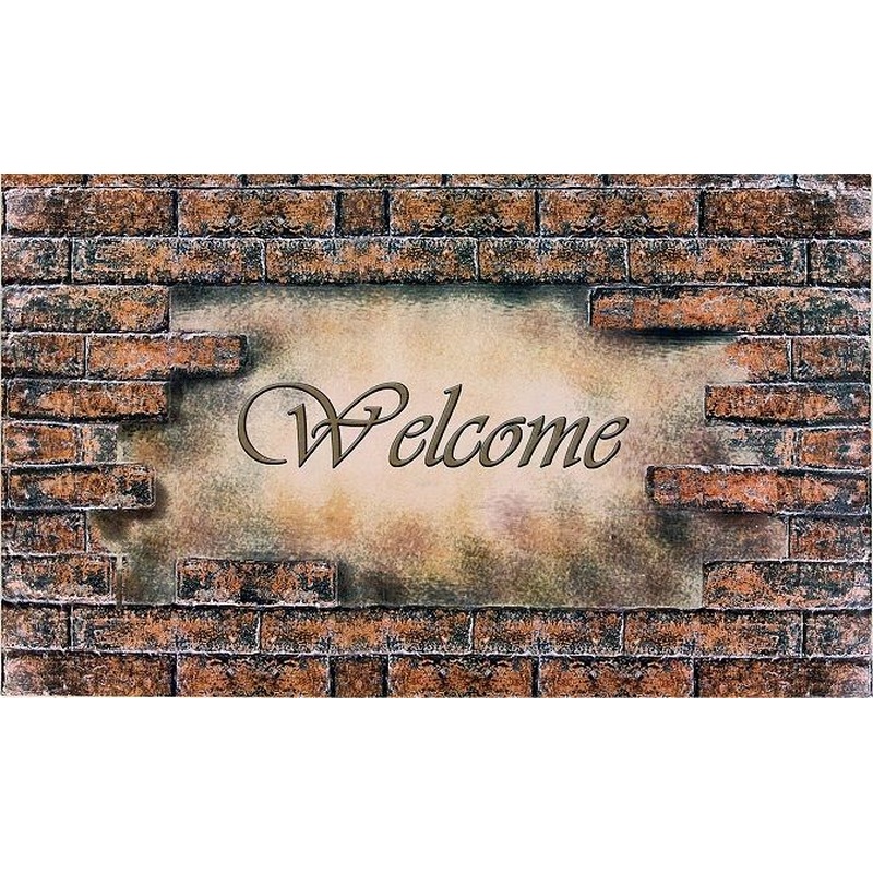 Welcome Bricks Outdoor Rubber Entrance Mat 18 in. x 30 in.