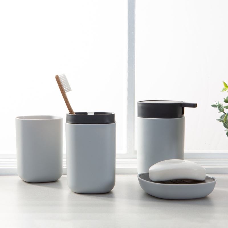 Bath Bliss 2 Tone Contemporary 4 Piece Bathroom Ensemble in Grey