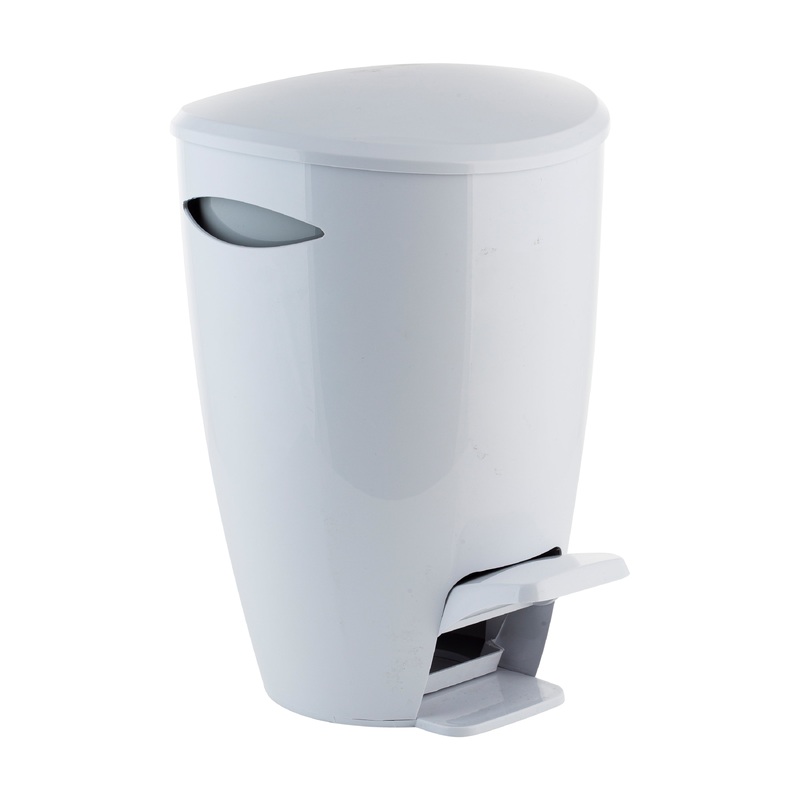 Bath Bliss 5L Contour Step Pedal Waste Bin in White