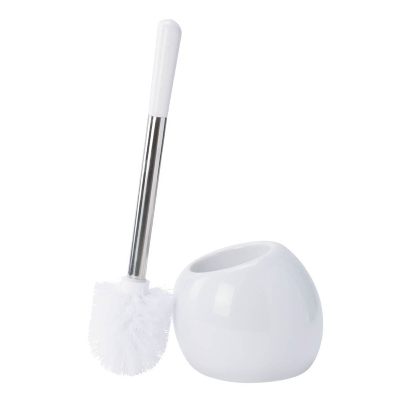 Bath Bliss Ceramic Dome Toilet Brush & Holder in White