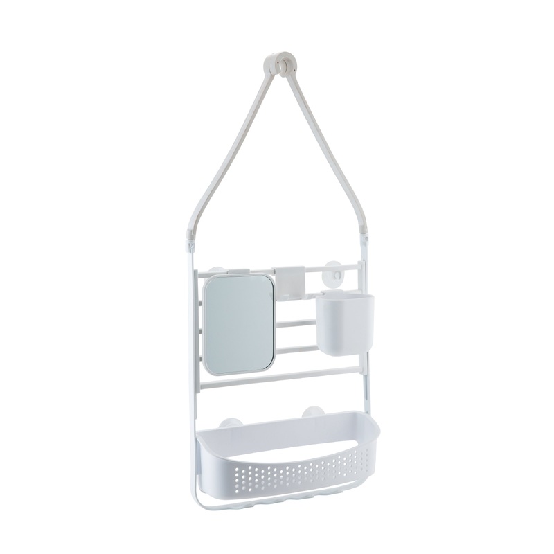 Bath Bliss Deluxe Flex Adjustable Shower Caddy in White