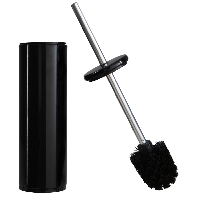 Bath Bliss Modern Aluminum Deluxe Stainless Steel Toilet Brush with Removable Liner in Black