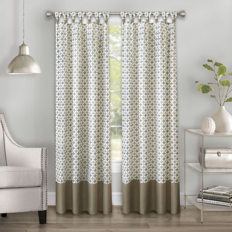 Callie Cuff Tab Top Window Curtain Panel - 52x63 - Taupe/Silver