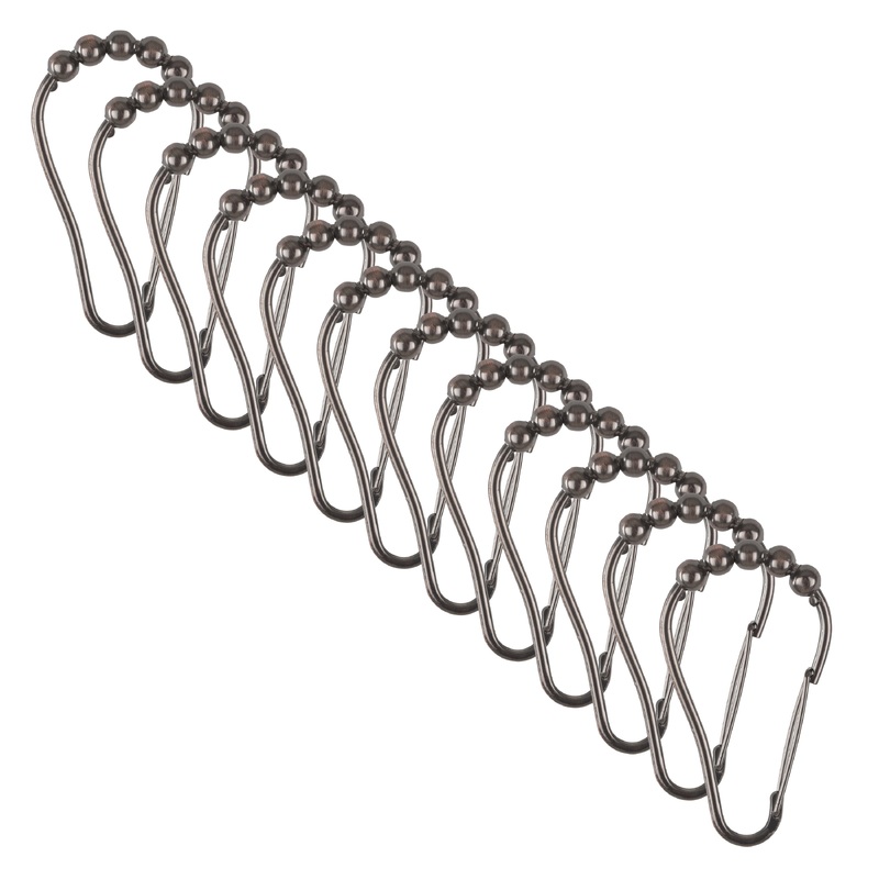 Bath Bliss 12 Pack Carabiner Shower Curtain Roller Rings in Oil Rubbed Bronze