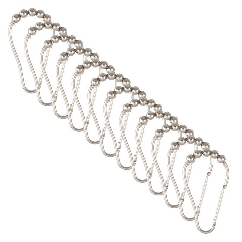 Bath Bliss 12 Pack Carabiner Shower Curtain Roller Rings in Satin