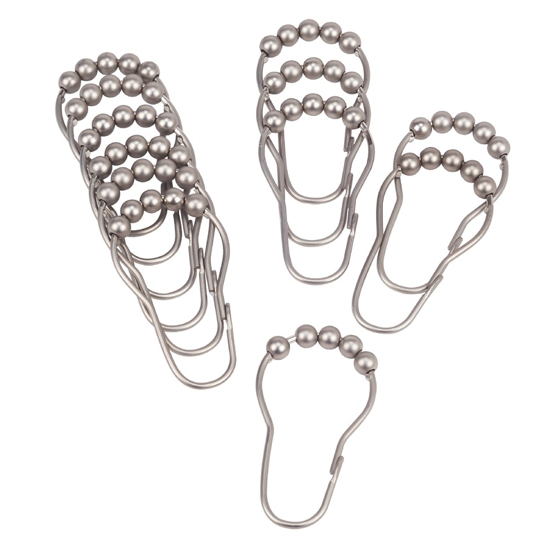 Bath Bliss 12 Pack Shower Curtain Rings in Satin Nickel