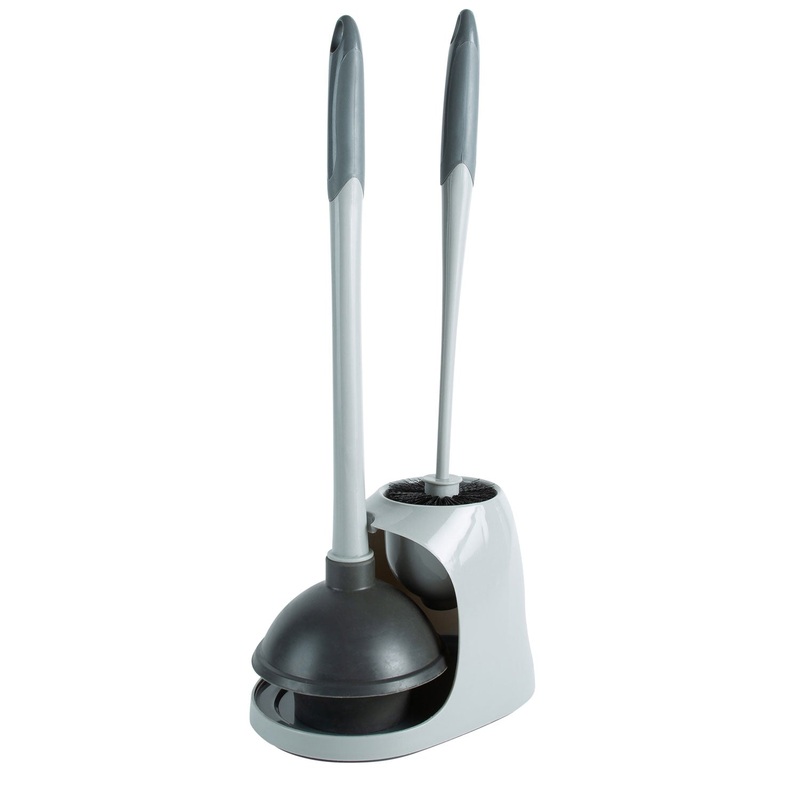 Bath Bliss 2-in-1 Bowl Brush & Plunger, Grey