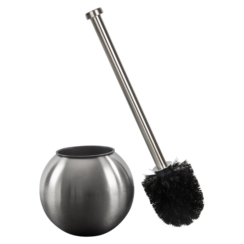 Bath Bliss Globe Design Toilet Brush and Holder in Stainless Steel