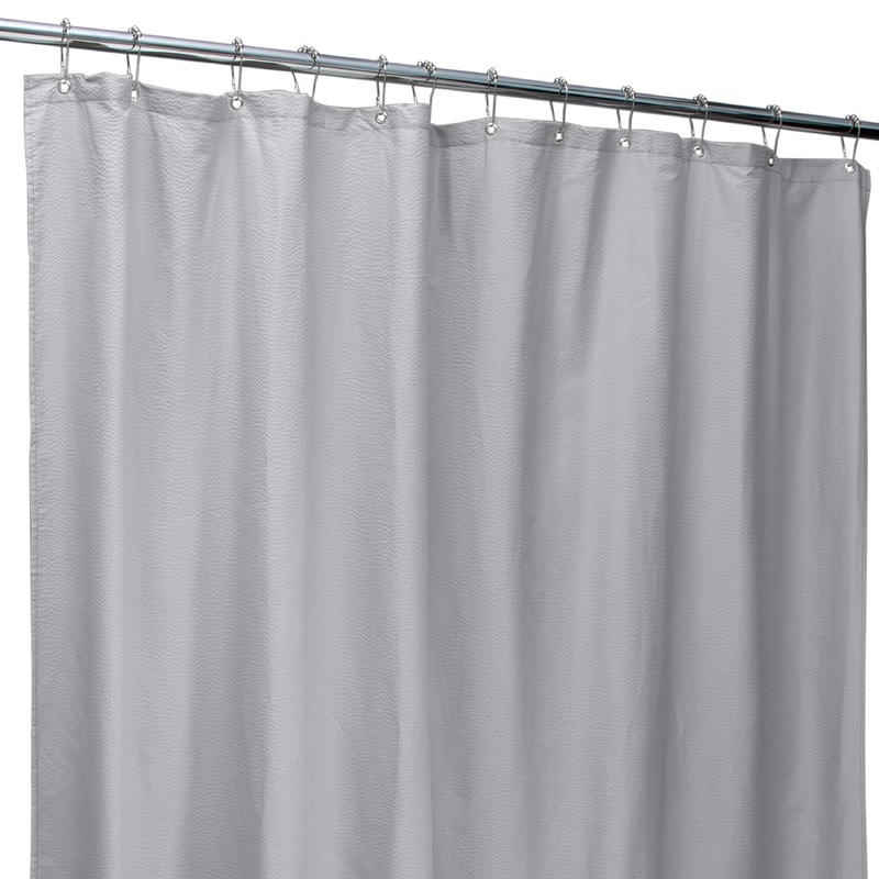 Bath Bliss Microfiber Soft Touch Seersucker Design Shower Curtain Liner in Silver