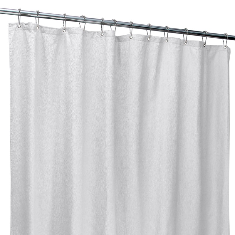 Bath Bliss Microfiber Soft Touch Seersucker Design Shower Curtain Liner in White