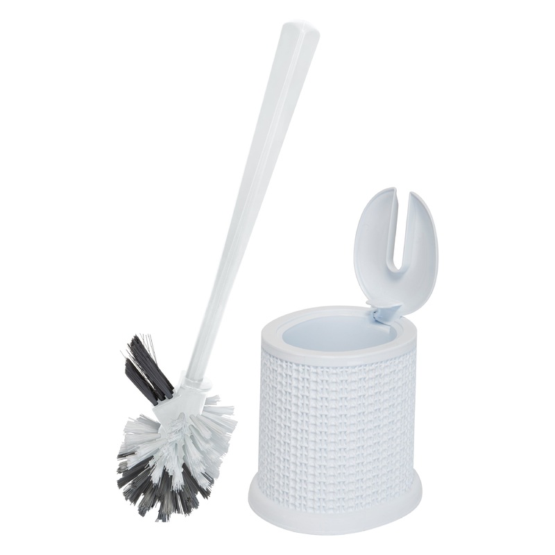 Bath Bliss Self Closing Lid Toilet Brush with Rim Scrubber in Sailor Knot Design
