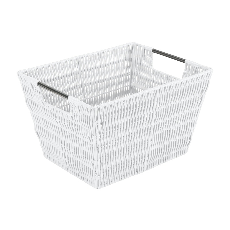 Simplify Medium Rattan Storage Tote Basket in White