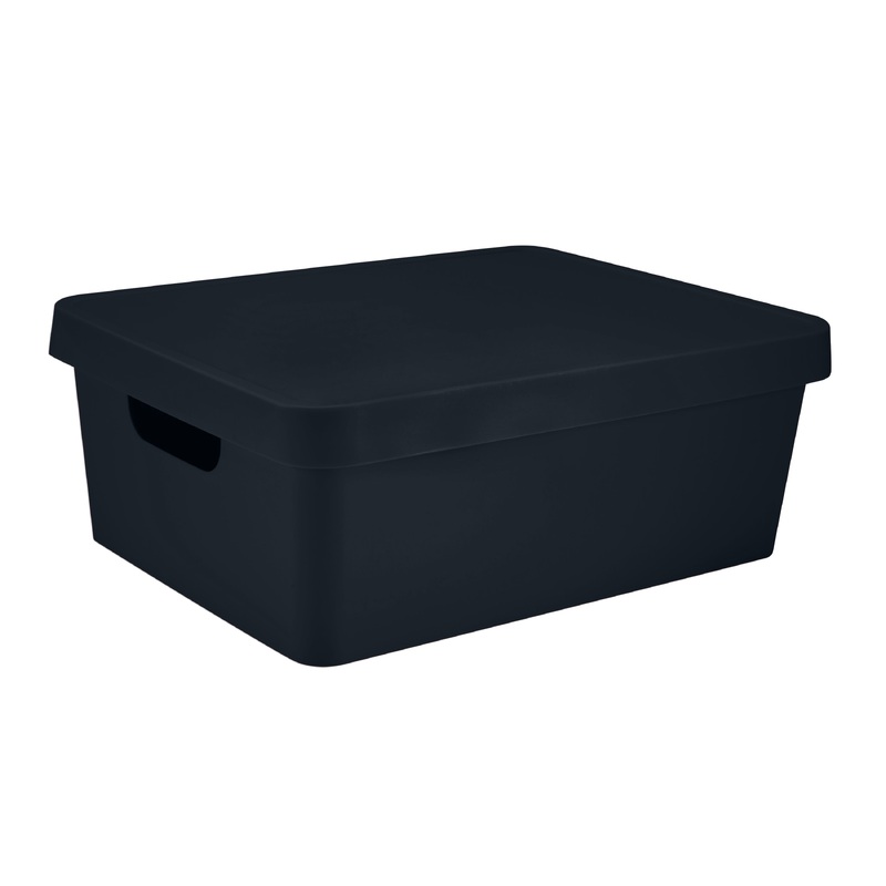 Simplify Medium Vinto Storage Box with Lid in Charcoal