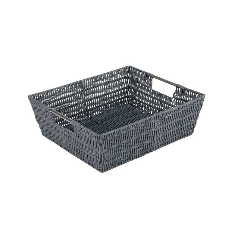 Simplify Shelf Storage Rattan Tote Basket in Charcoal