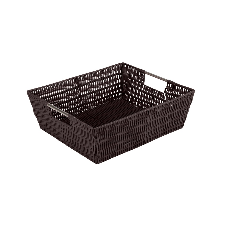 Simplify Shelf Storage Rattan Tote Basket in Chocolate