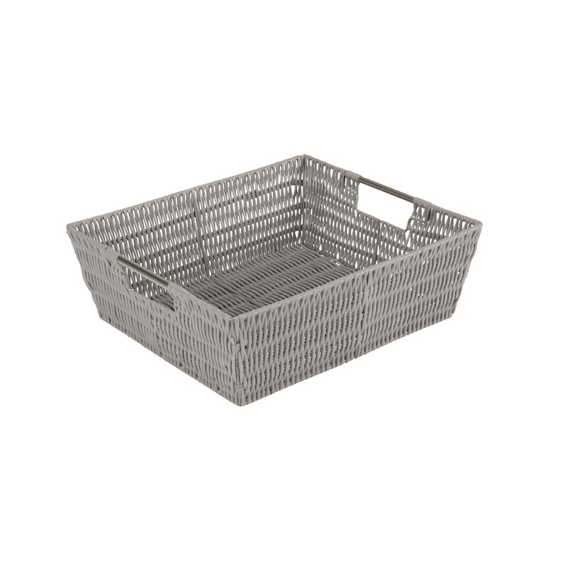 Simplify Shelf Storage Rattan Tote Basket in Grey