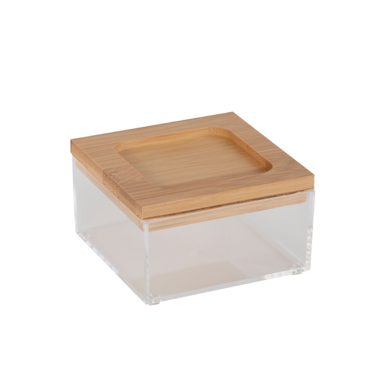 Simplify Small Square Clear Organizer with Bamboo Lid