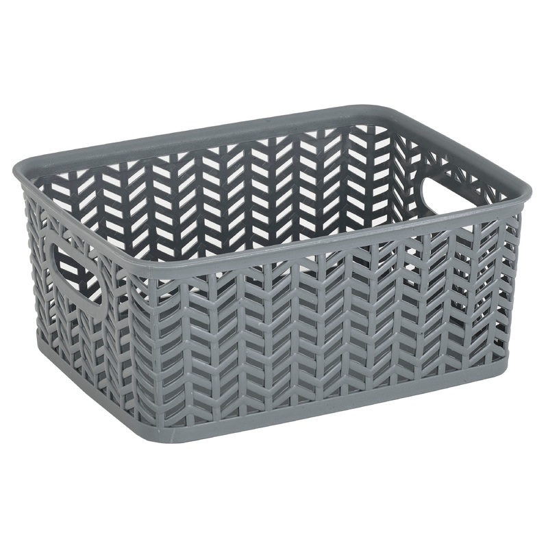 Simplify SmallHerringbone Storage Bin in Grey