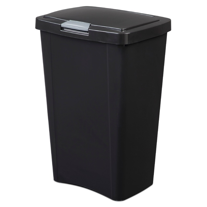 Sterilite 13 Gallon TouchTop Wastebasket, Black