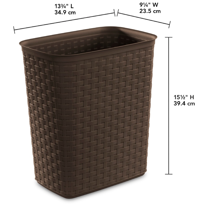 Sterilite Weave 5.8 Gal. Plastic Home/Office Wastebasket Trash Can, Espresso