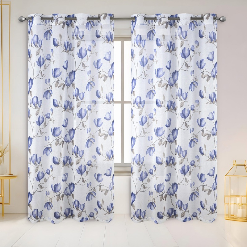 Ashlei Sheer Tulip Printed Grommet Window Panel Curtain, 54x84 Inches