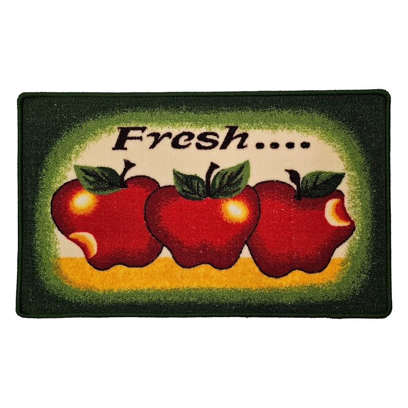 Fresh Apples Basket Non-Slip Kitchen Mat, Red, 18x30 Inches