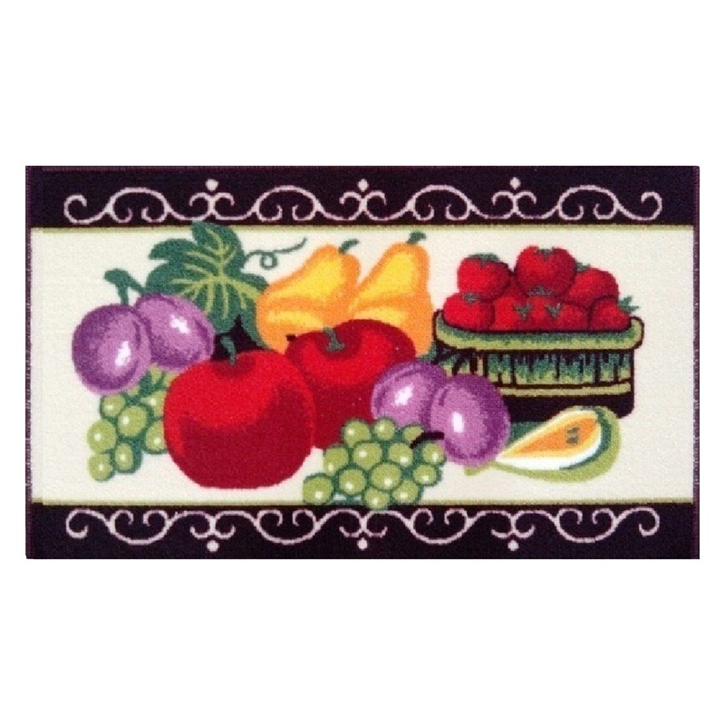 Traditional Fruit Time Non-Slip Kitchen Mat, Cream, 18x30 Inches