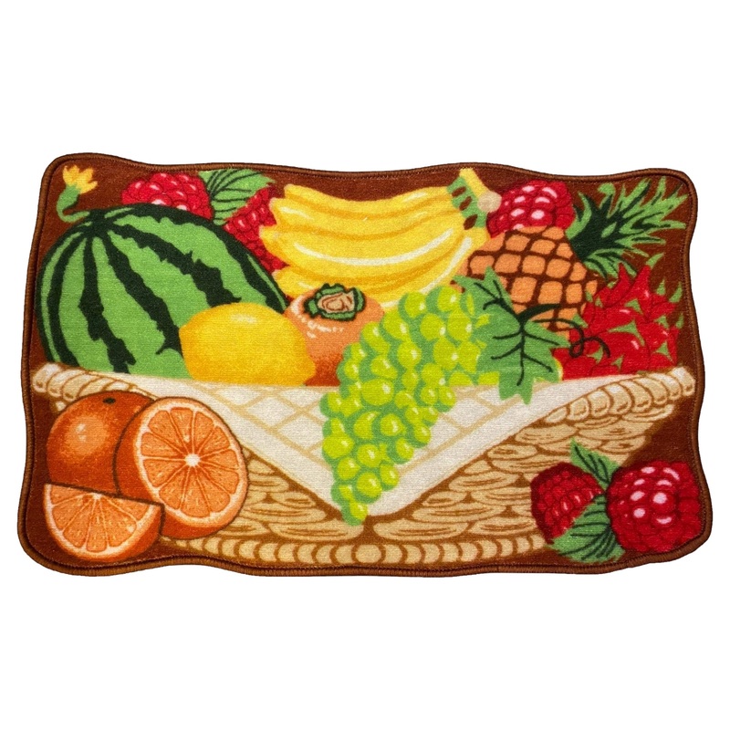 Tropical Fruit Basket Shaped Non-Slip Kitchen Mat, 20x30 Inches